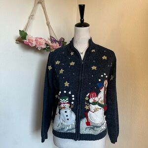 Vintage Christmas Zip Up sweater size M